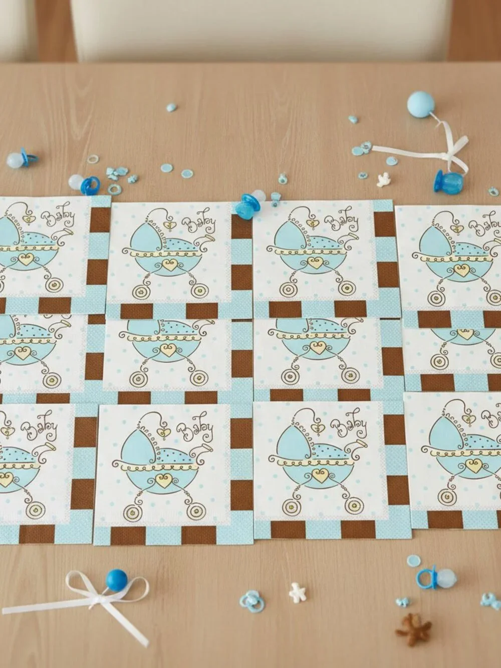 Blue Baby Shower Napkins 16ct - It's A Boy Carriage Party Supplies 6.5